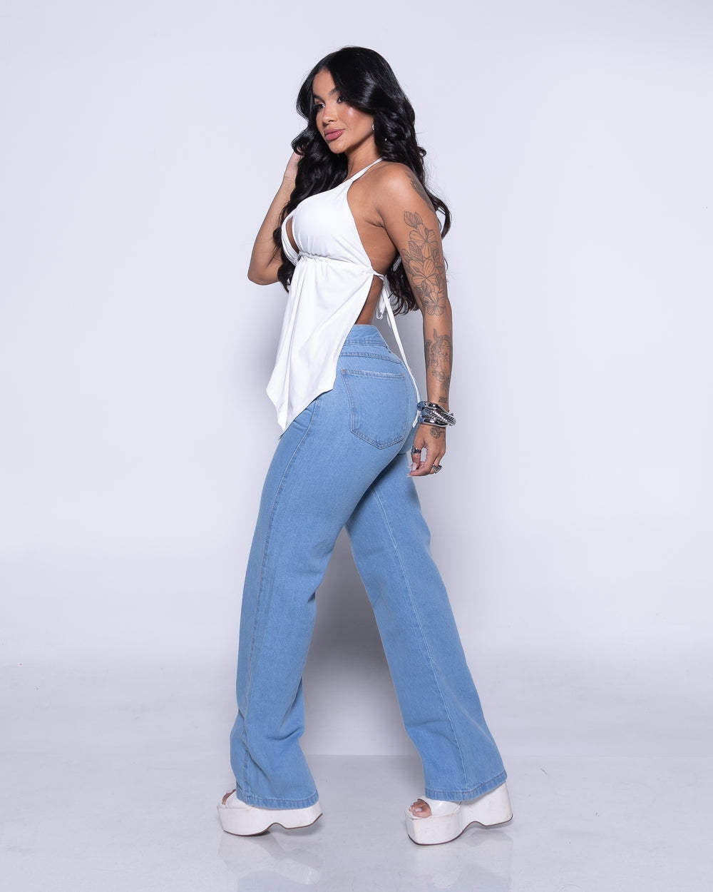 Calça Wide Leg Jeans Renata
 DELAVE