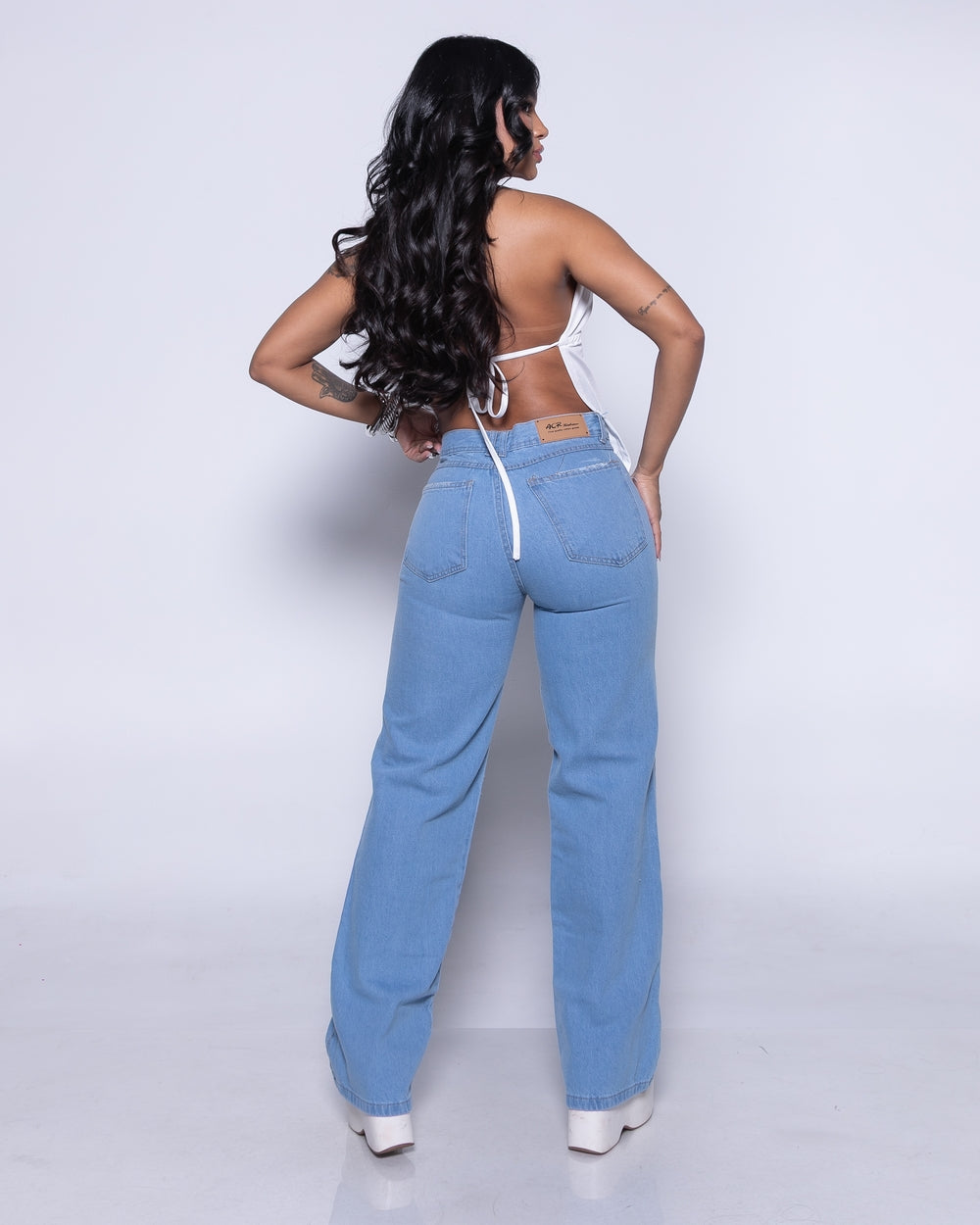 Calça Wide Leg Jeans Renata
 DELAVE