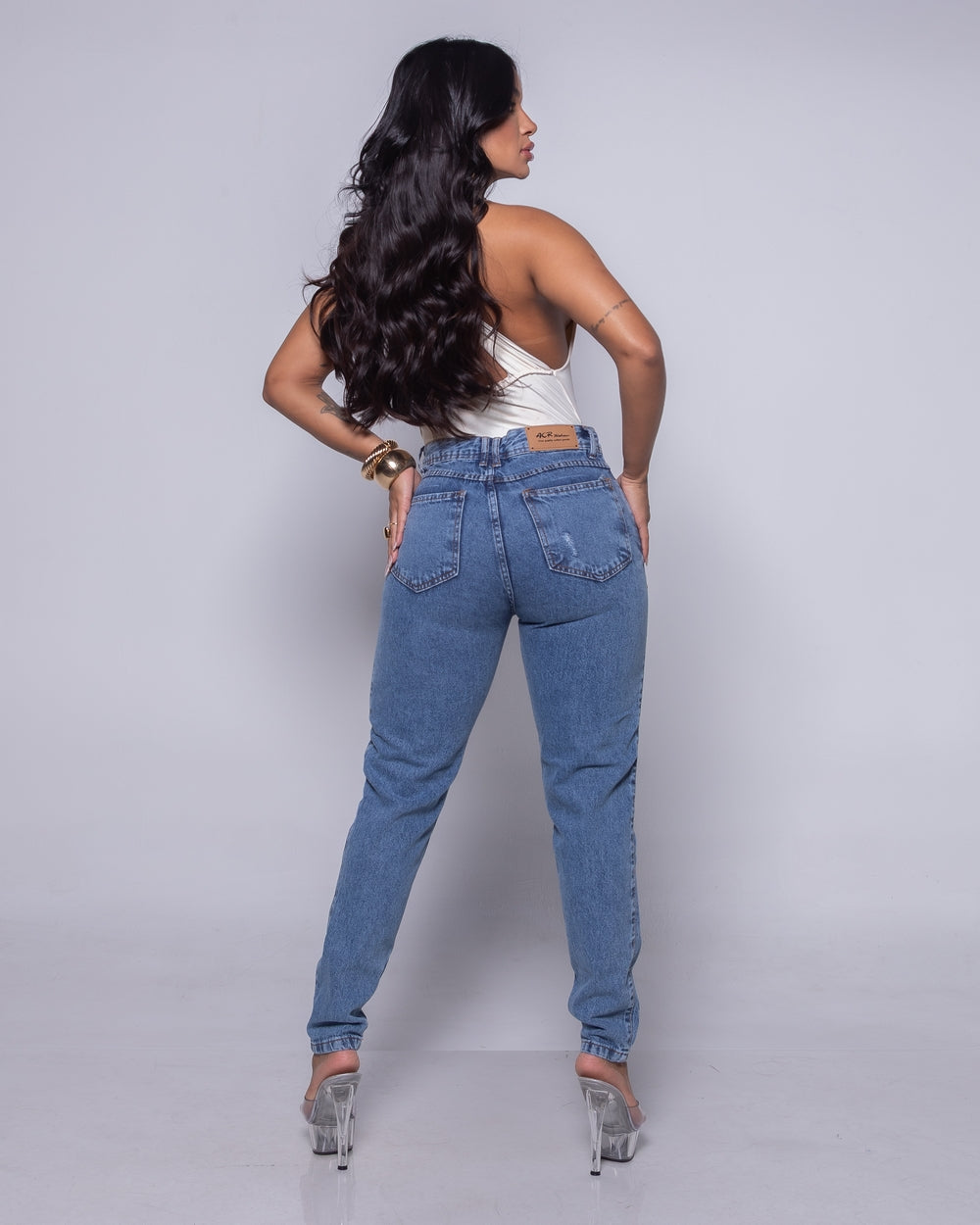 Calça Mom Jeans Elena 
 MARMORIZADO