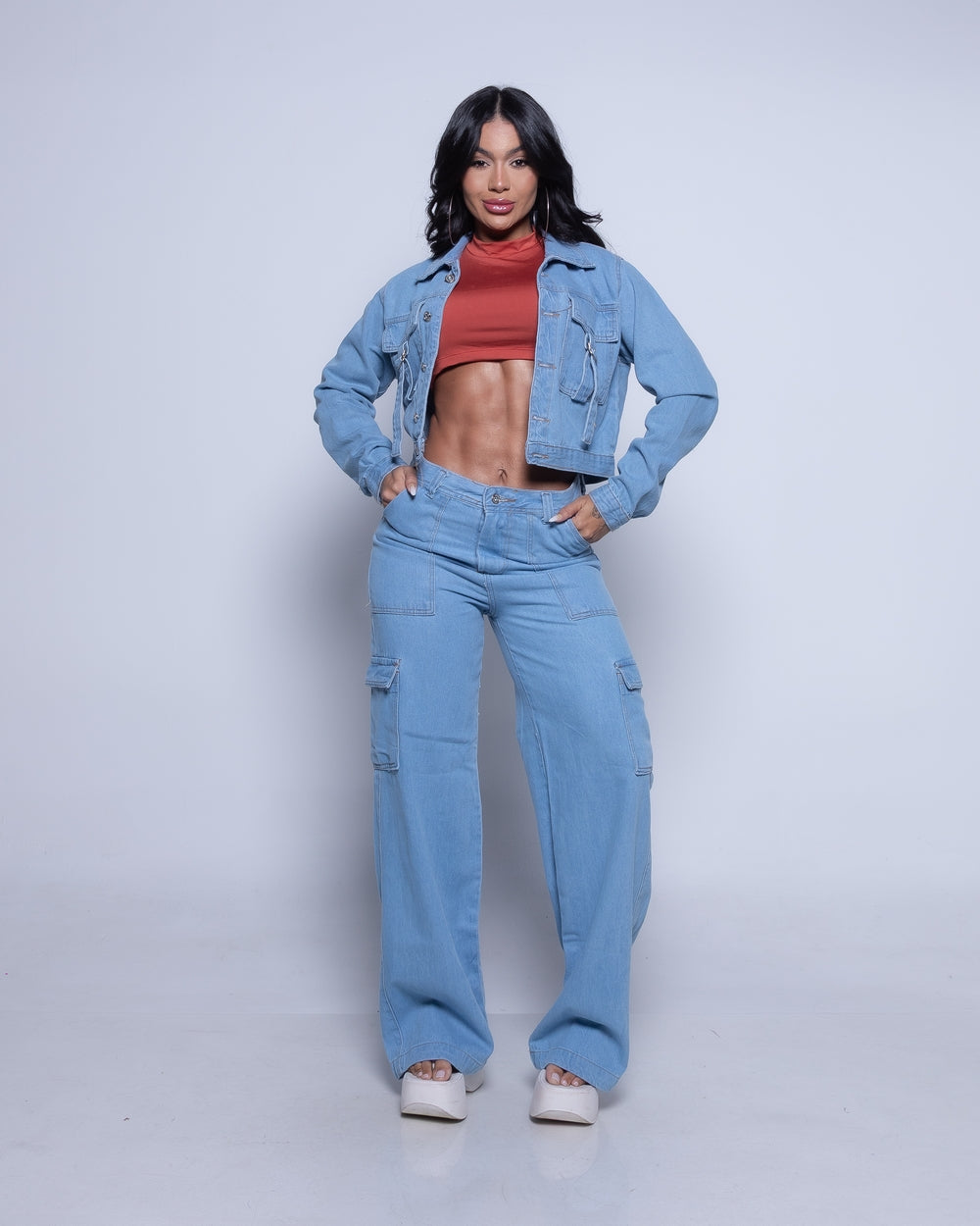 Calça Wide Leg Jeans Samara 
 DELAVE