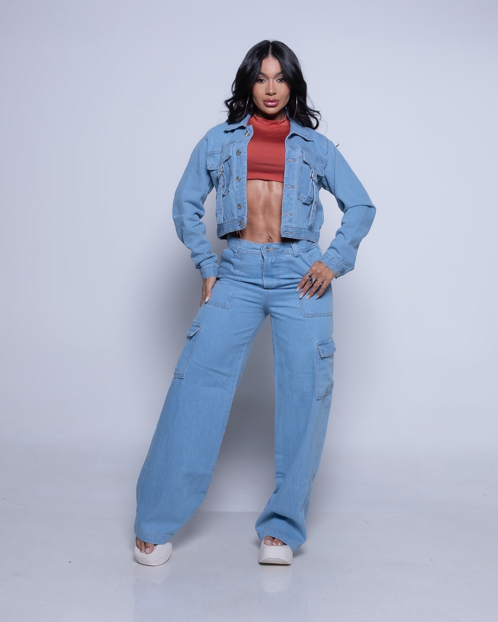 Calça Wide Leg Jeans Samara 
 DELAVE