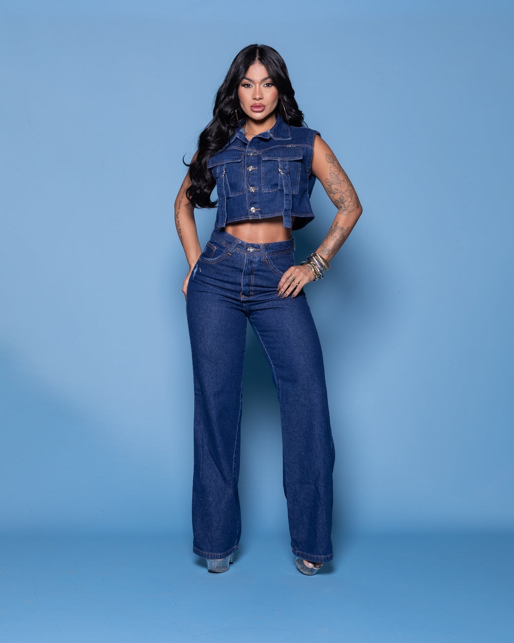 Calça Wide Leg Vitoria 
 STONE