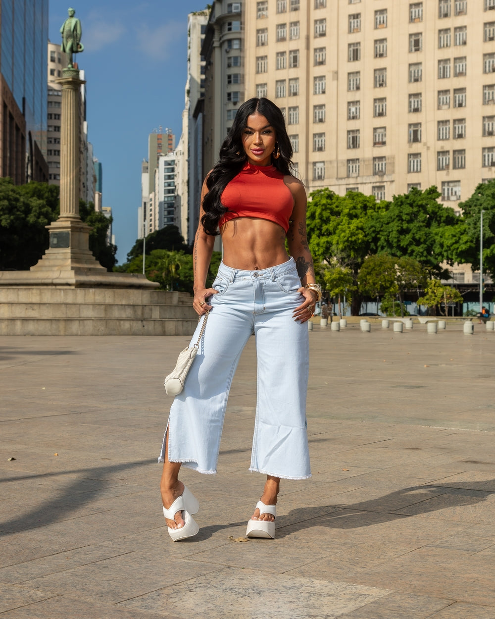 Calça Pantacourt Jeans Elen
 OFF