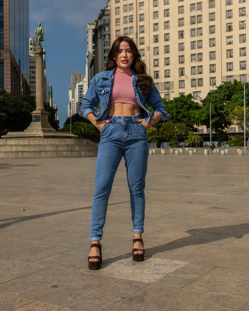 Calça Mom Jeans Lizandra 
 MARMORIZADO