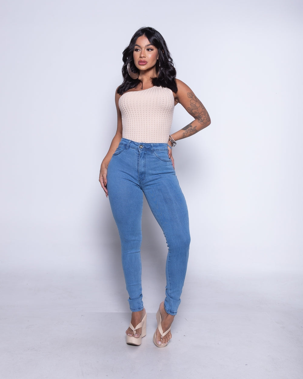 Calça Skinny Lycra Rosaria DELAVE MEDIO