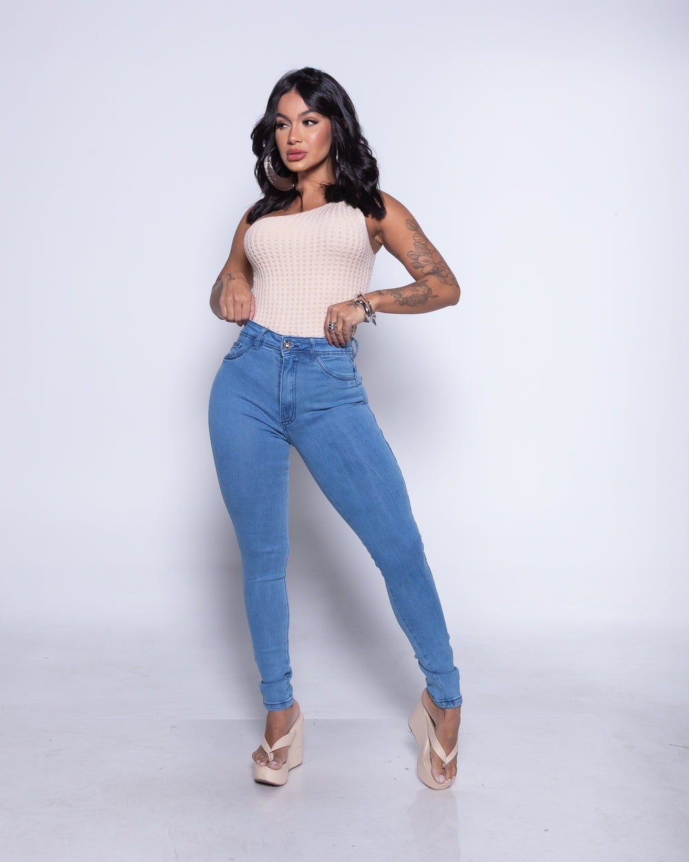 Calça Skinny Lycra Rosaria DELAVE MEDIO