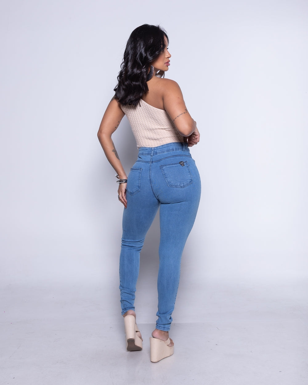 Calça Skinny Lycra Rosaria DELAVE MEDIO