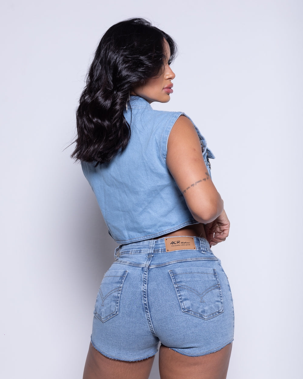 Short Double Jeans Pamela MARMORIZADO CLARO