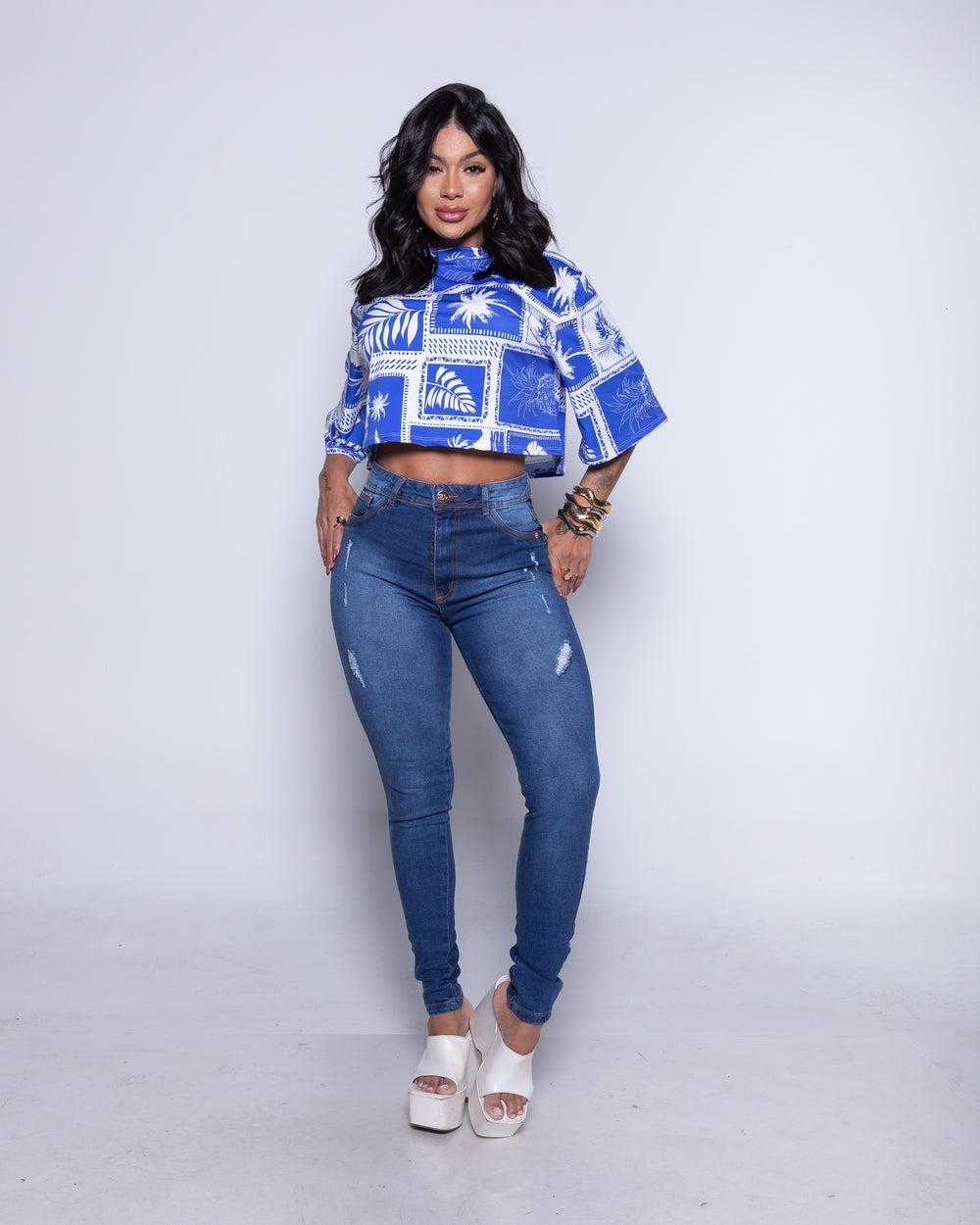 Calça Skinny Lycra Crislaine STONE/USED