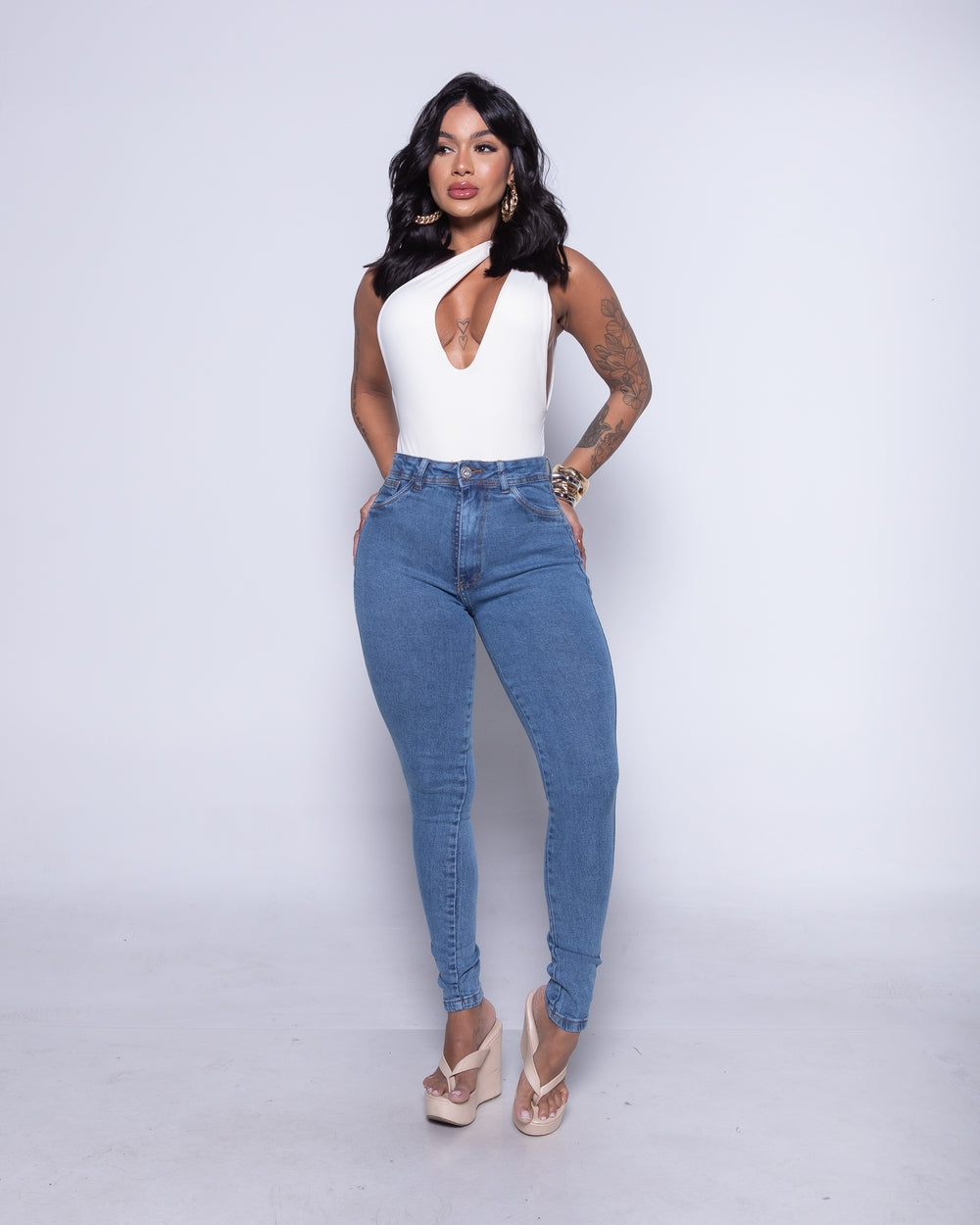 Calça Skinny Lycra Lorena MARMORIZADO ESCURO