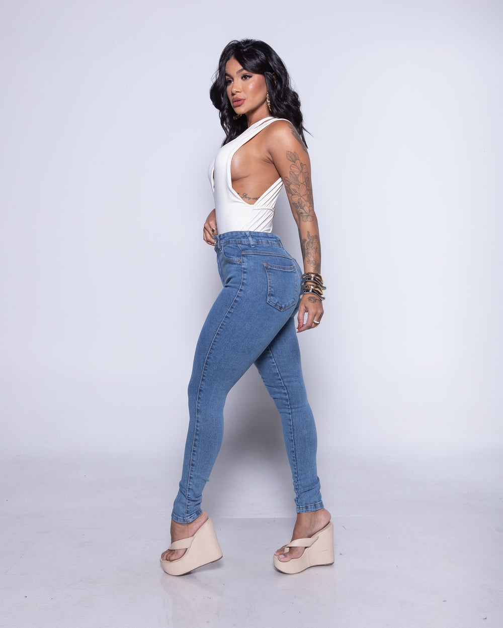 Calça Skinny Lycra Lorena MARMORIZADO ESCURO