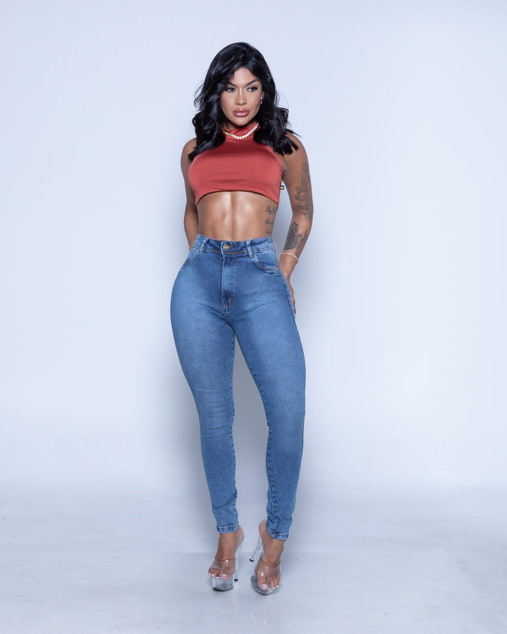 Calça Skinny Lycra Valesca MARMORIZADO/USED