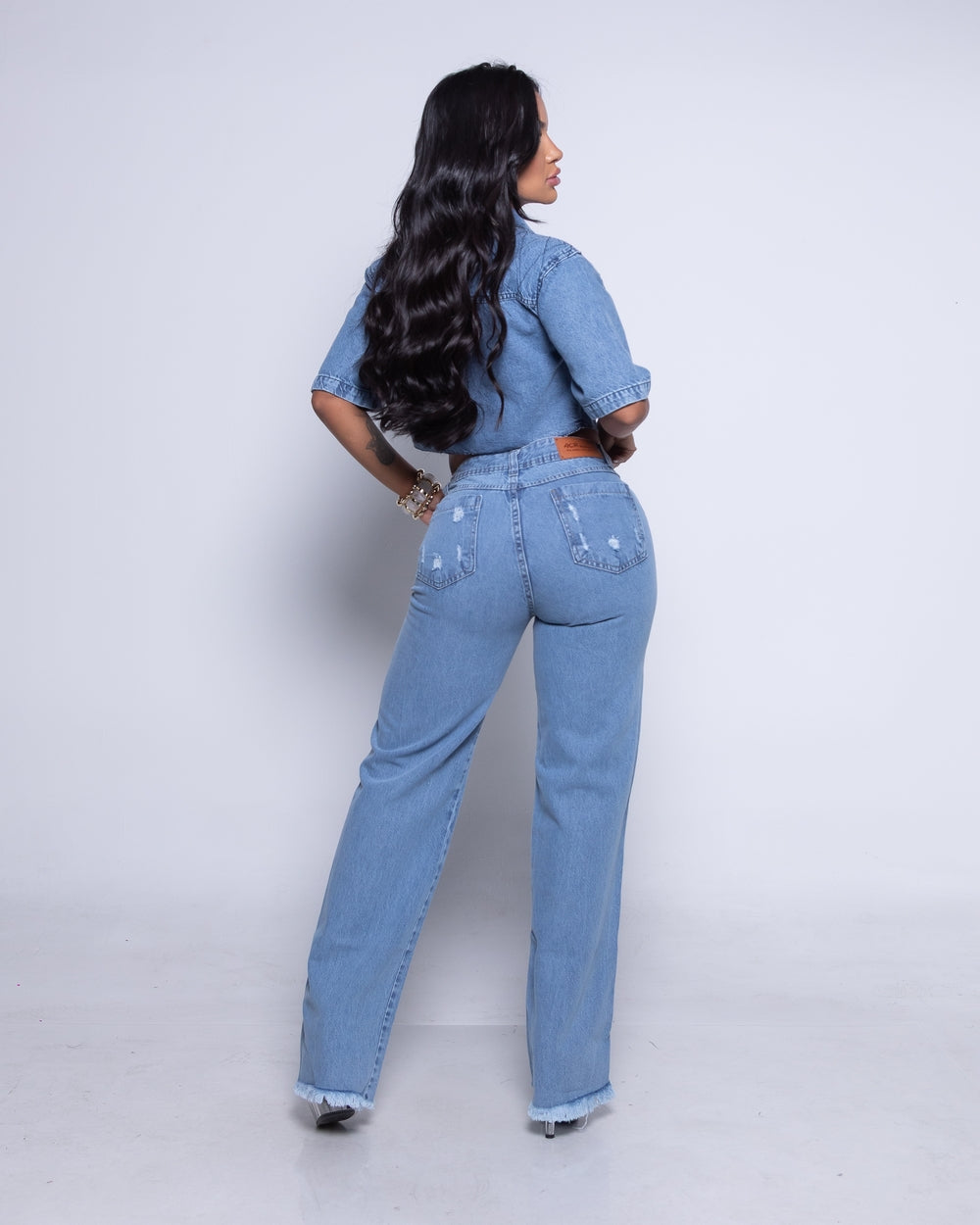 Calça Wide Leg Valquiria
 MARMORIZADO CLARO