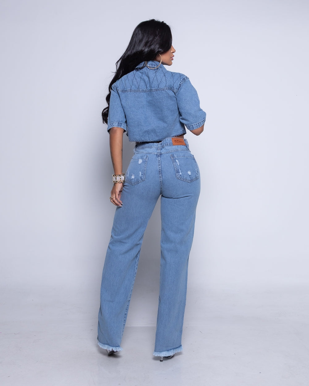 Calça Wide Leg Valquiria
 MARMORIZADO CLARO