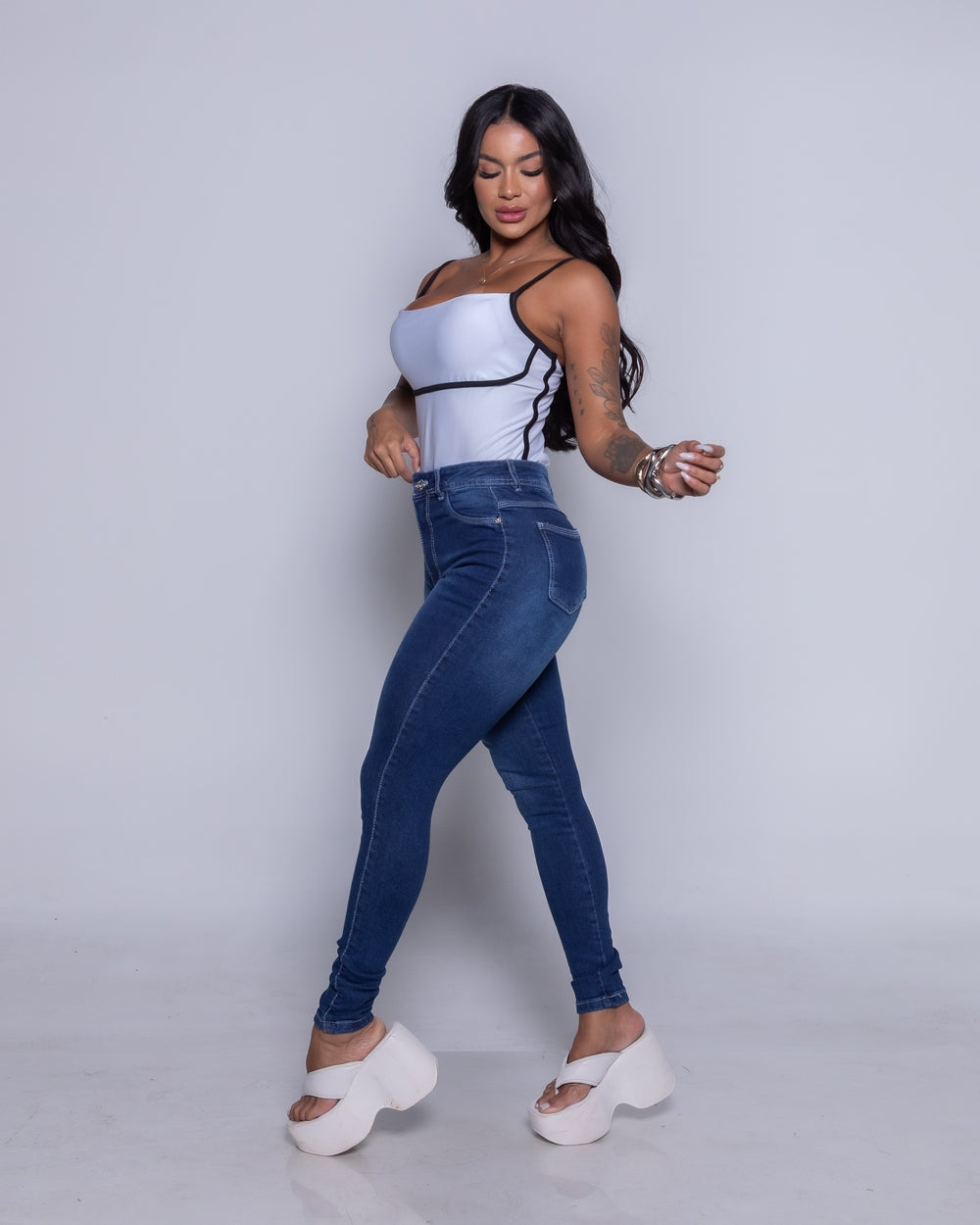 Calça Skinny Lycra Eloa STONE/USED