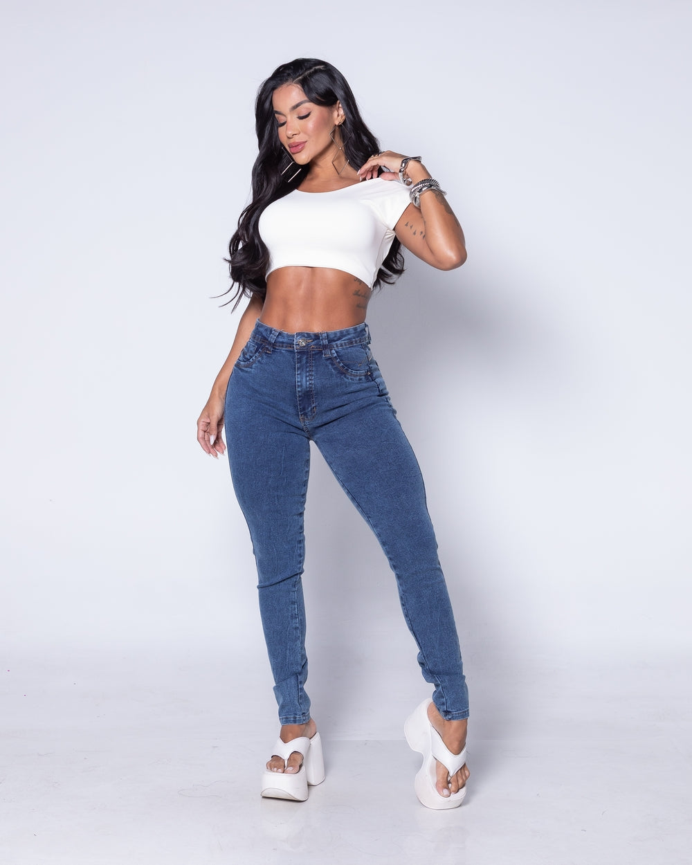 Calça Skinny Lycra Thaila MARMORIZADO