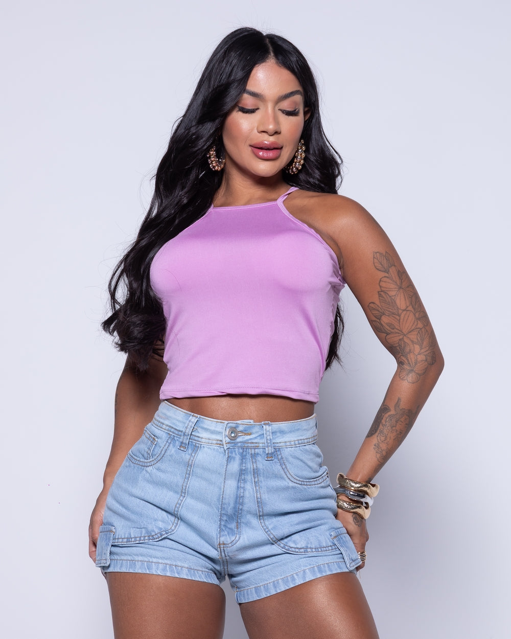 Short Double Jeans Geila MARMORIZADO CLARO