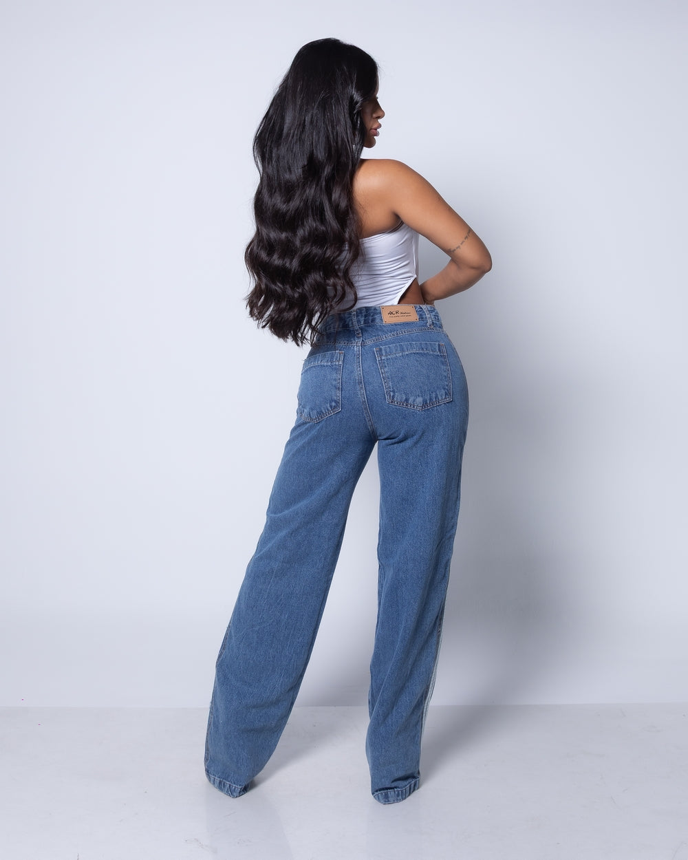 Calça Wide Leg Jeans 100% Milena