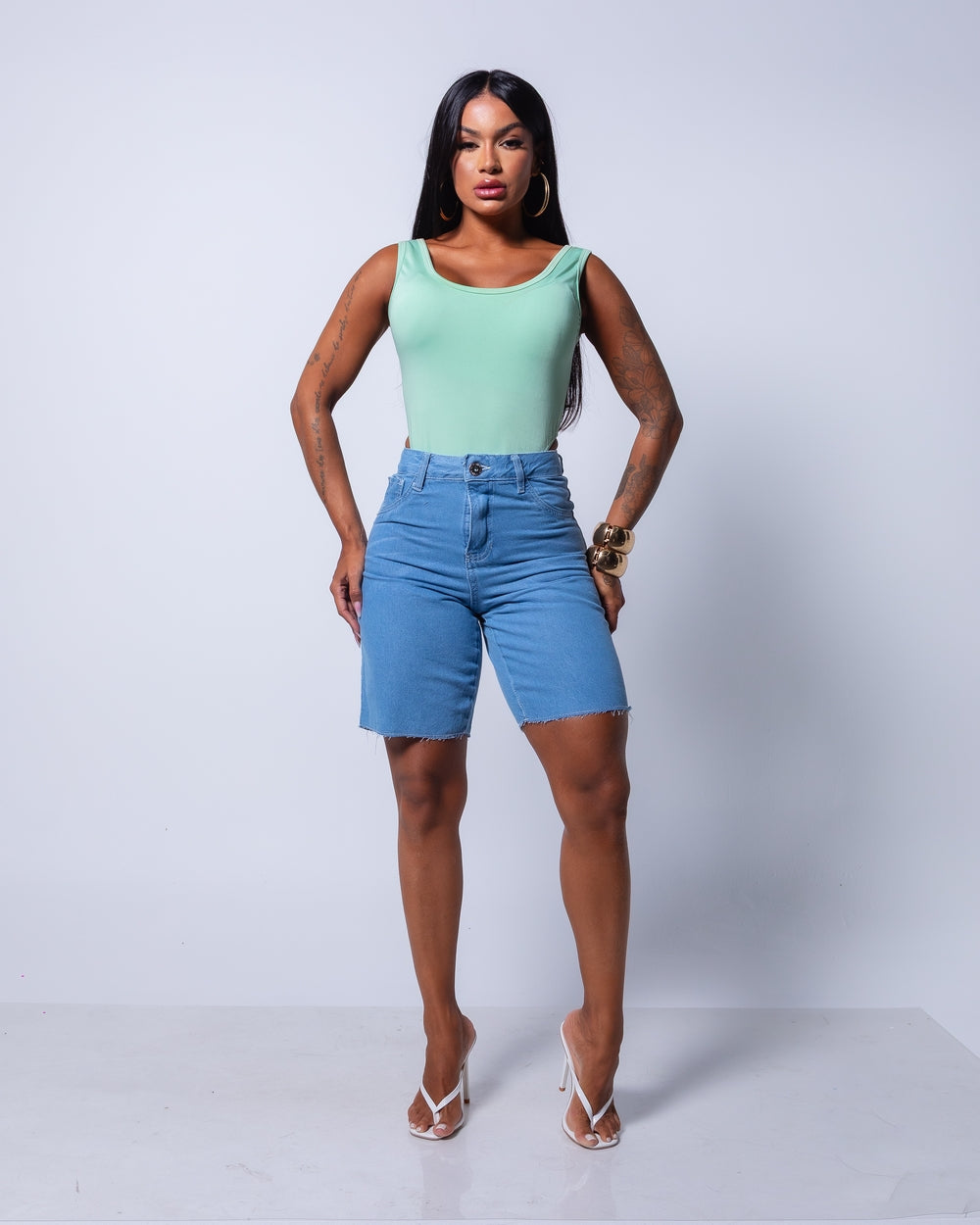 Bermuda Mom Jeans 100% Maria Eduarda