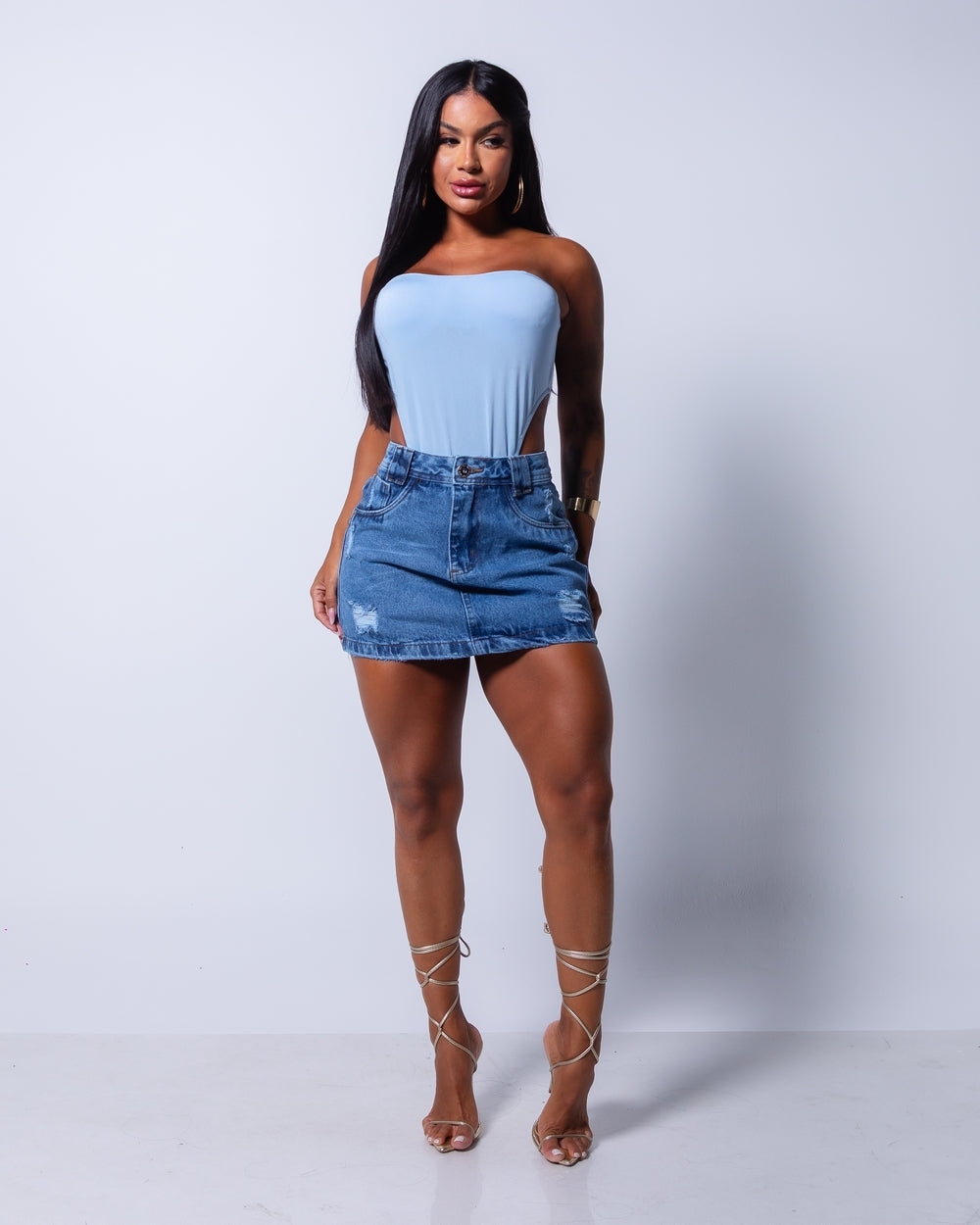 Saia Jeans 100% Leda