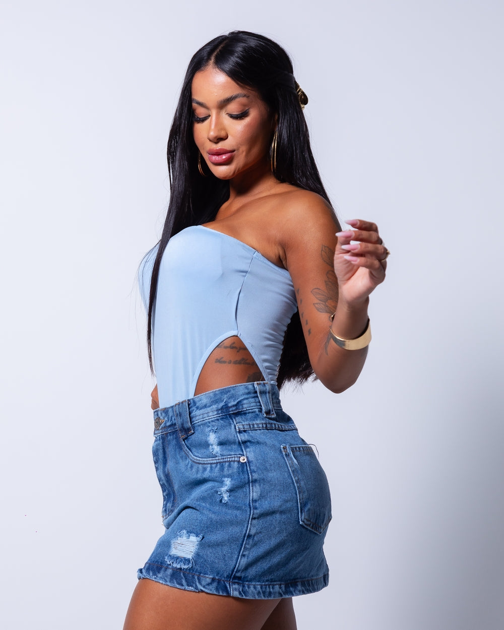 Saia Jeans 100% Leda