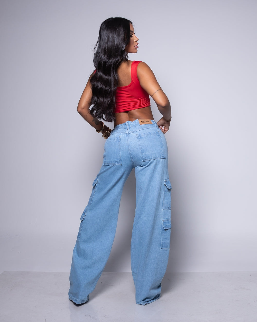 Calça Wide Leg Jeans 100% Mariene