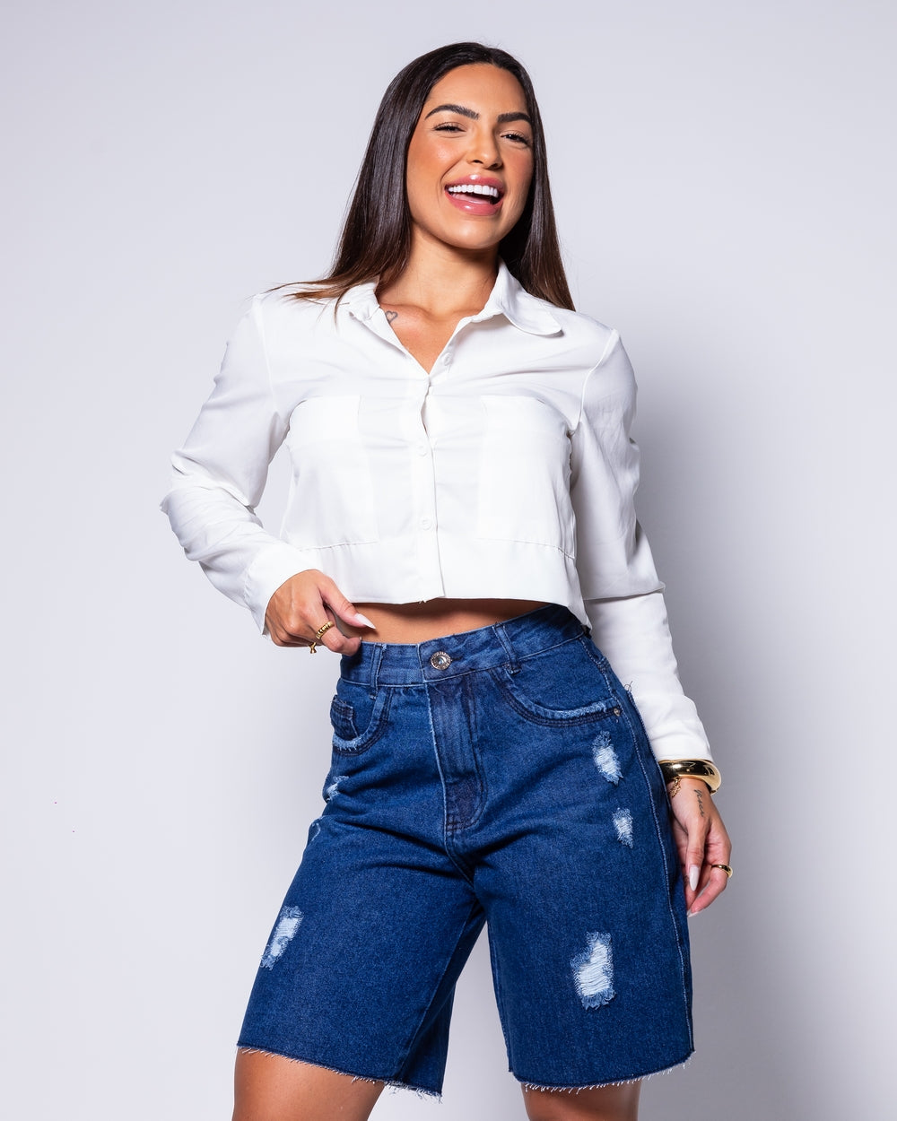Bermuda Mom Jeans 100% Bianca
