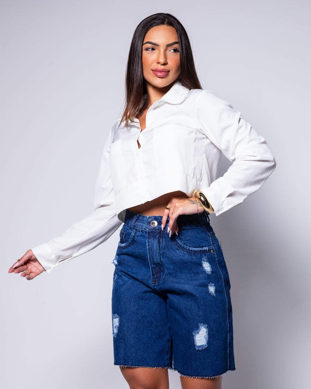 Bermuda Mom Jeans 100% Bianca