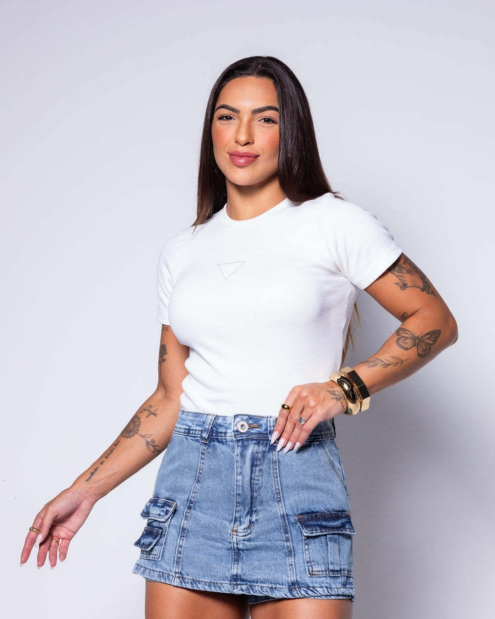 Short Saia Double Jeans Bianca