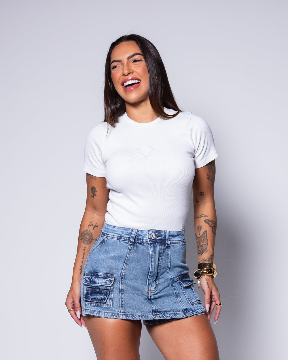 Short Saia Double Jeans Bianca
