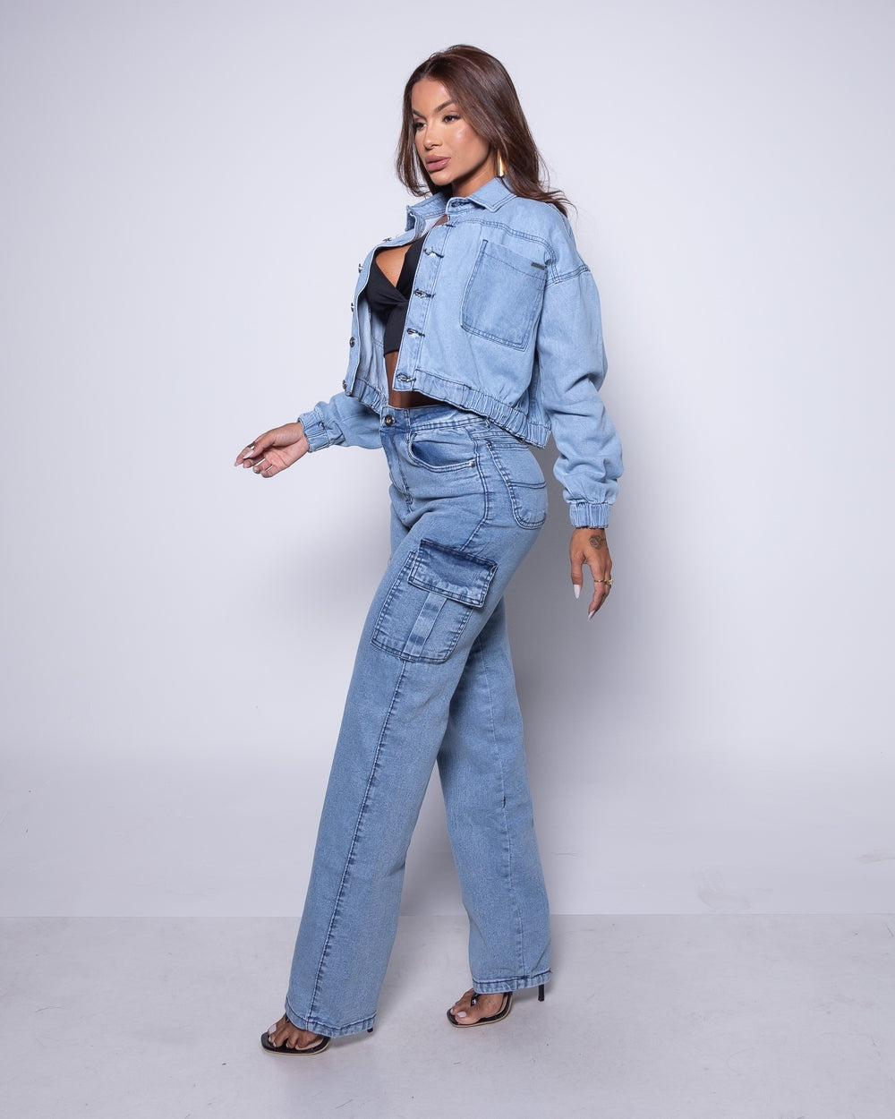 Calça Wide Leg Lycra Aglaupe