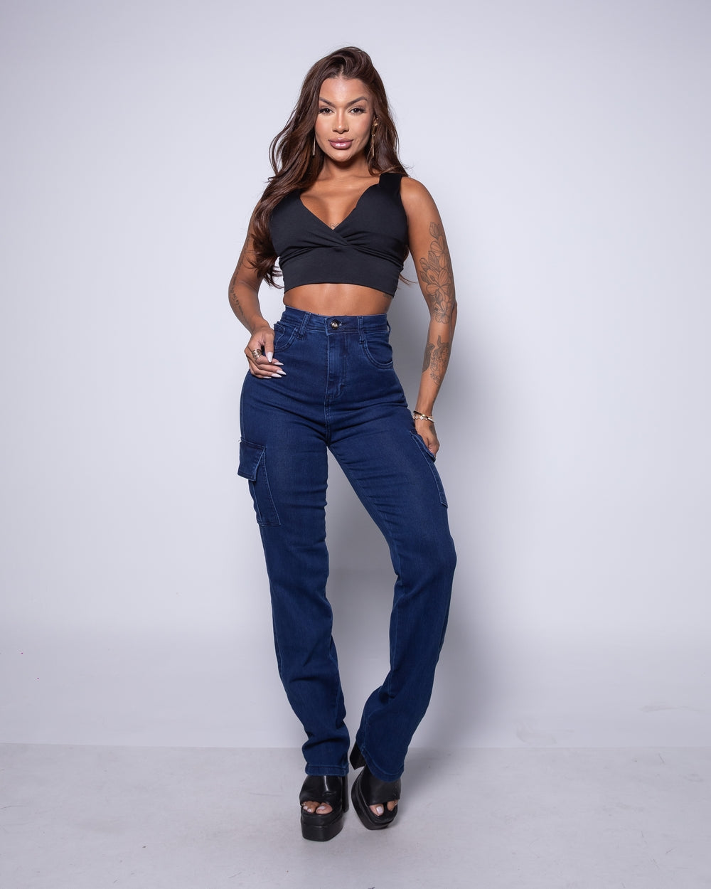Calça Mom Cargo Lycra Agrado