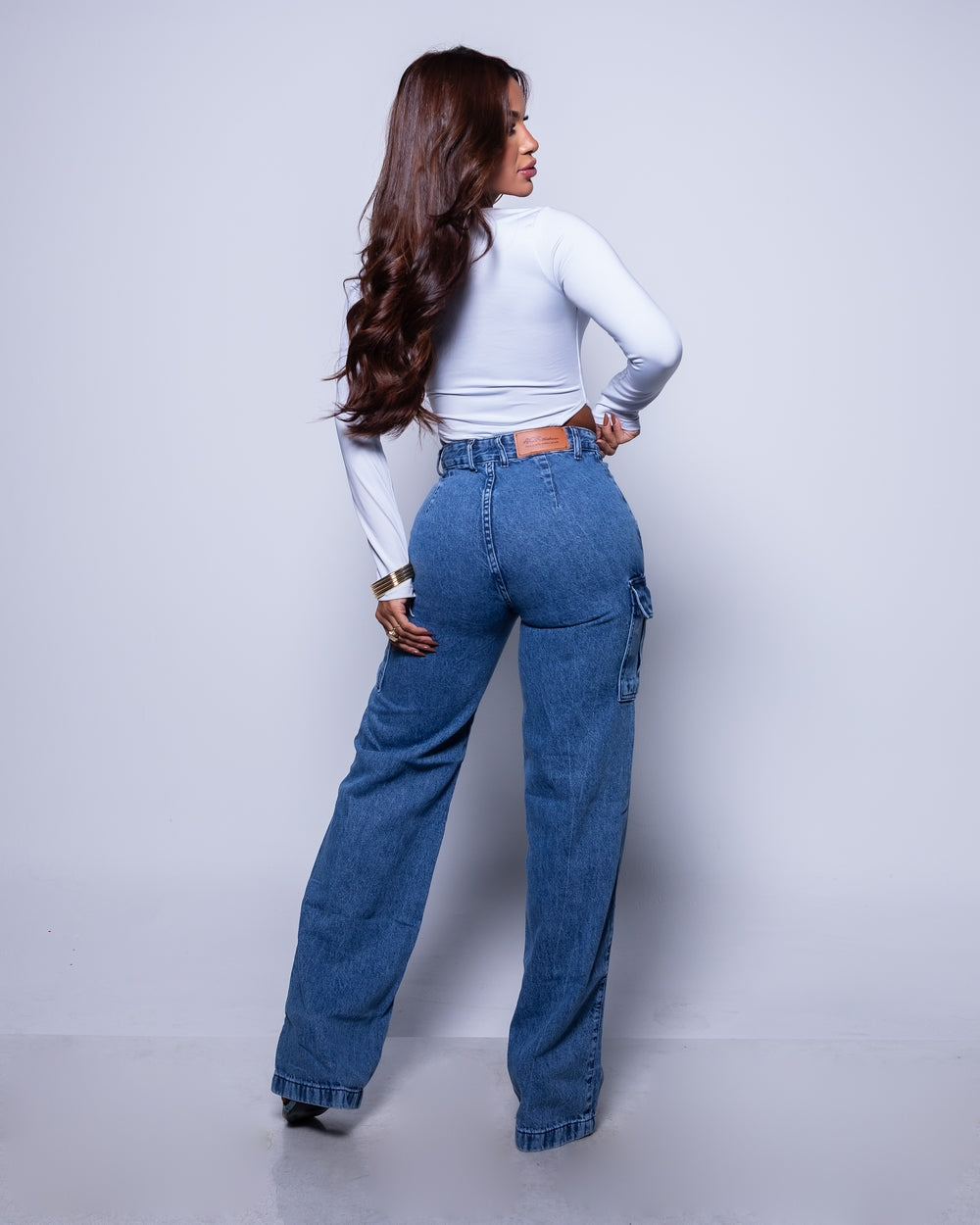 Calça Wide Leg Jeans 100% Marglan