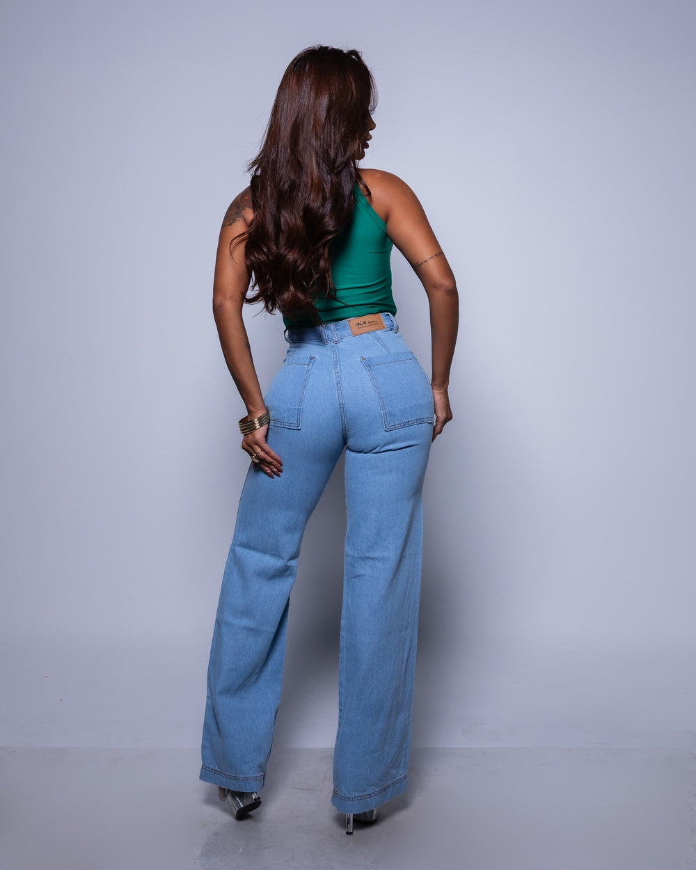 Calça Wide Leg Jeans 100% Tamires