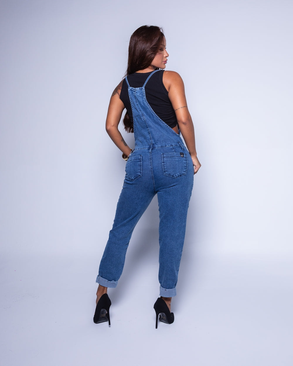 Jardineira Longa Double Jeans Rafaela