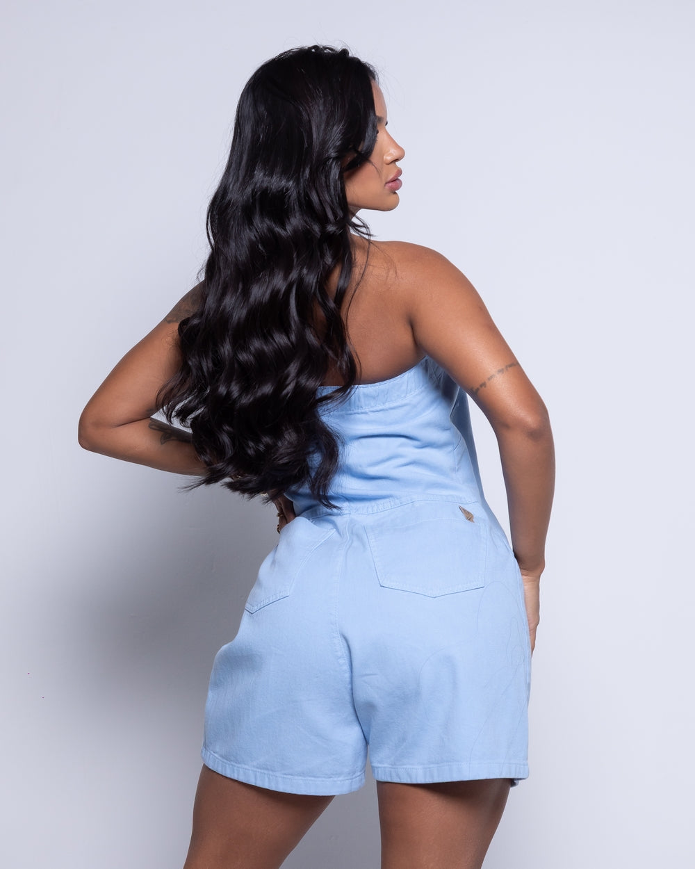 Macaquinho Tomara que Caia Jeans 100% Alice