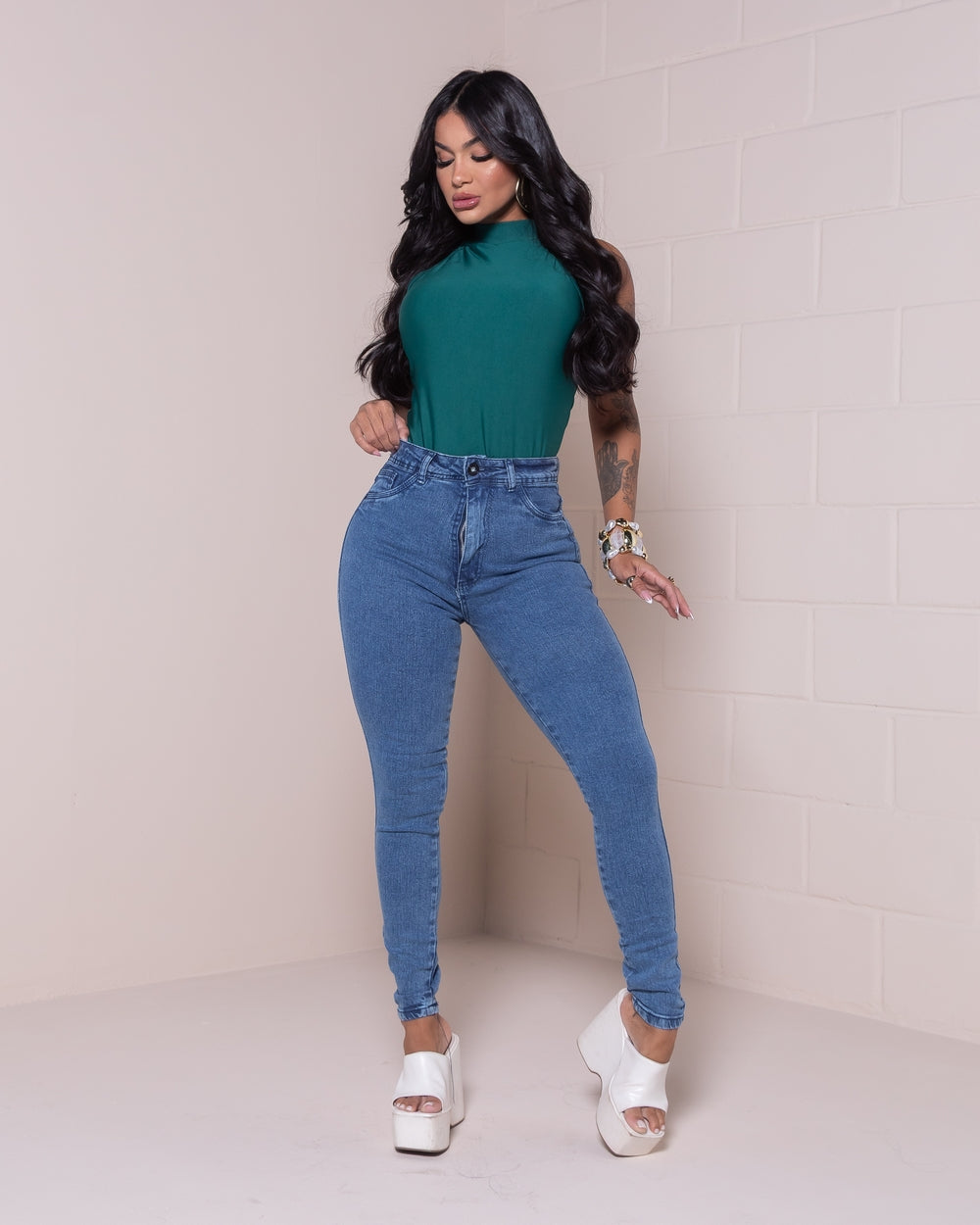 Calça Skinny Lycra Malu MARMORIZADO ESCURO