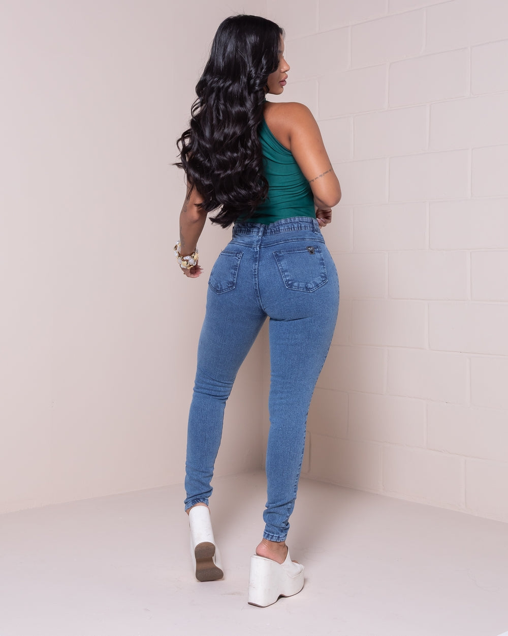 Calça Skinny Lycra Malu MARMORIZADO ESCURO