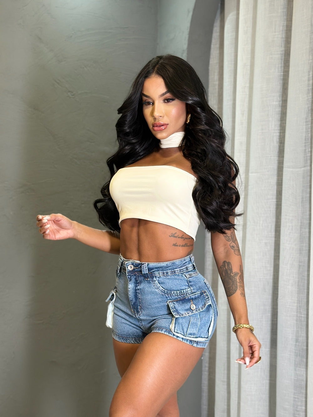 Short Double Jeans Reneide MARMORIZADO